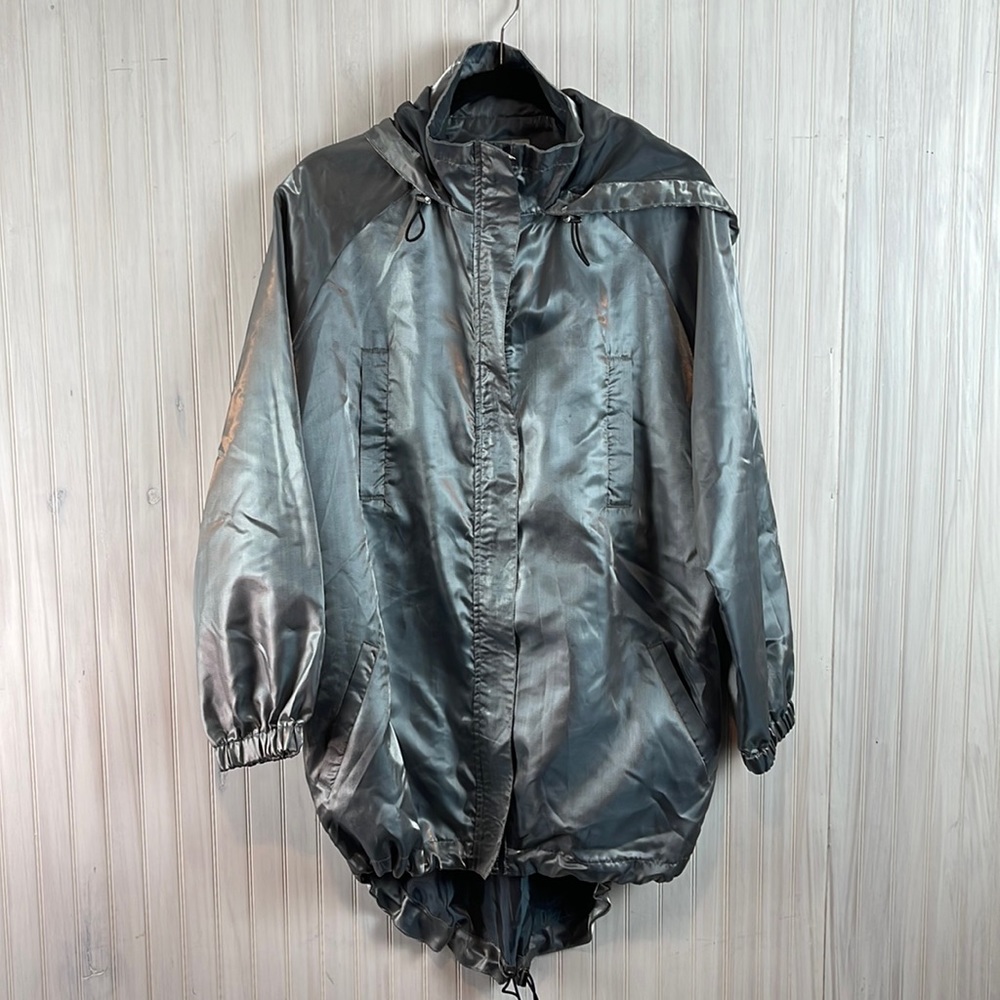 UNIF METALLIC SILVER HOODED ZIP JACKET